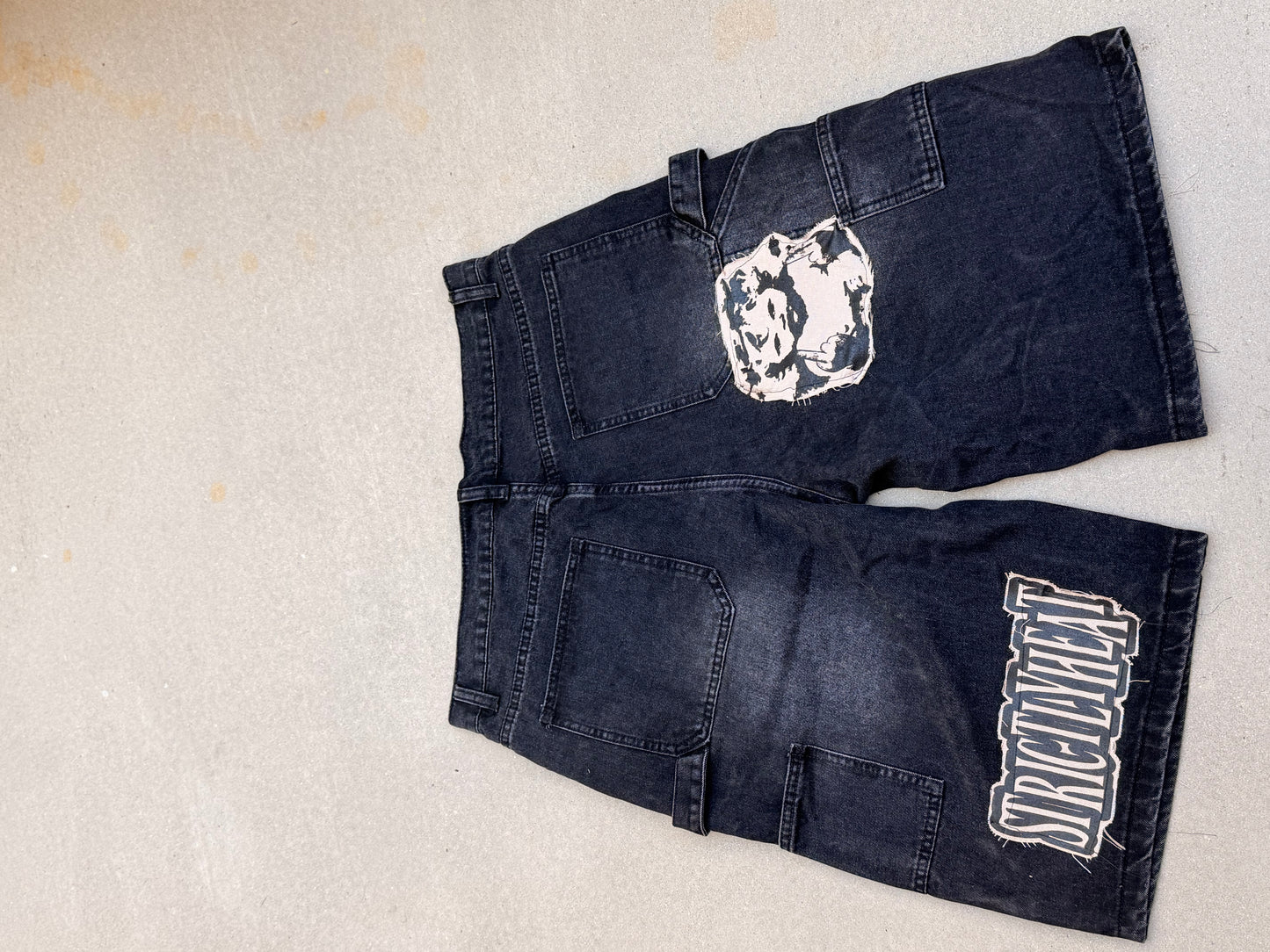 Black “ YODNM” Denim Shorts