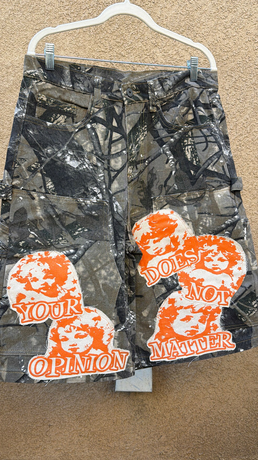 Camo “YODNM” Denim Shorts